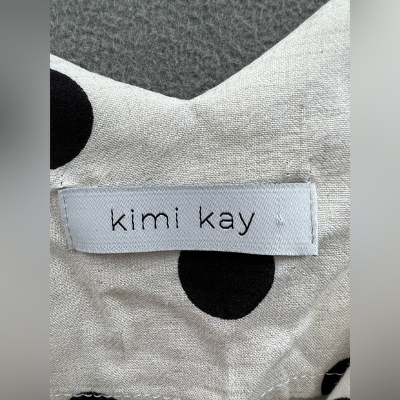 Kimi Kay Women’s Size Large Polka Dot Tank Top Cream And Black Scalloped Edge - Picture 6 of 7